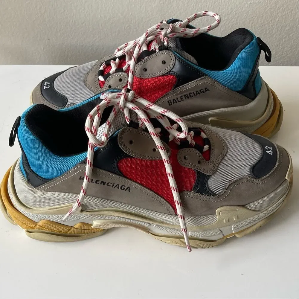 BALENCIAGA Triple S Sneaker 'Blue Red' Size 9